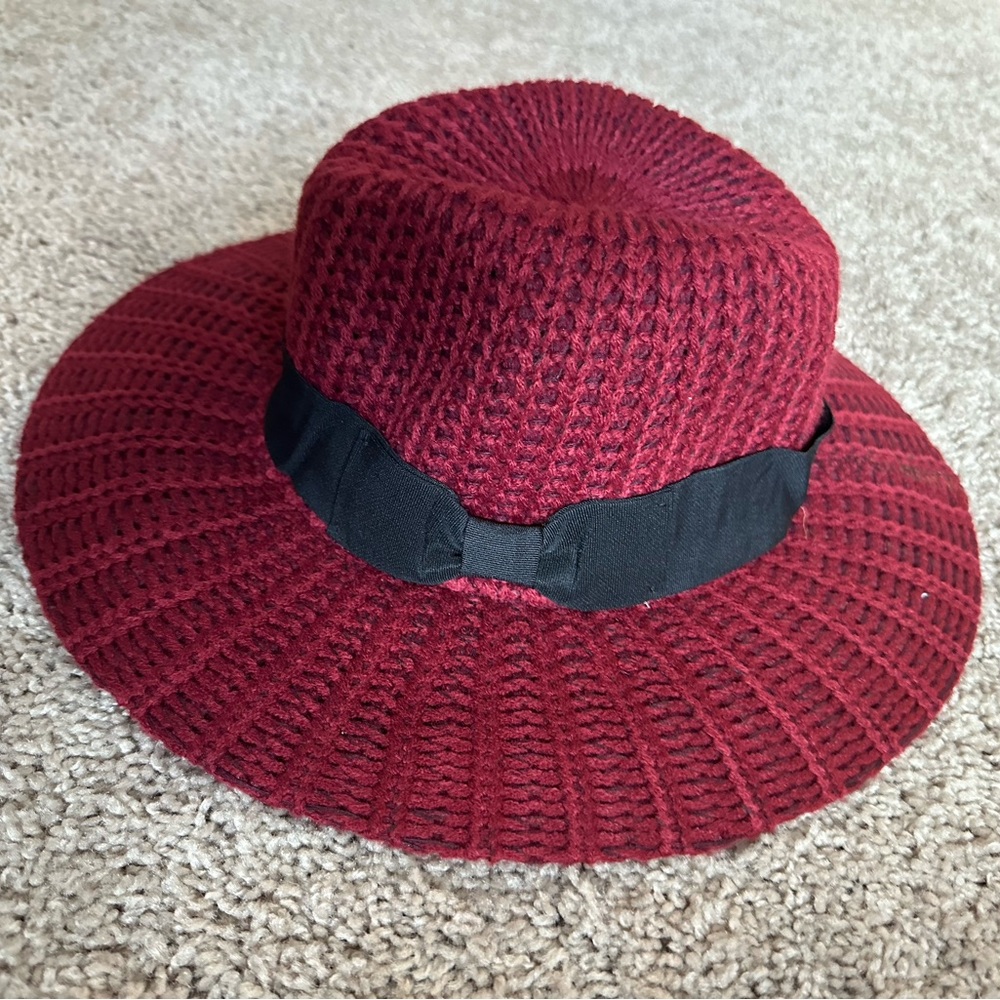 Red burgundy knitted hat